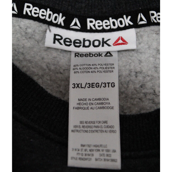 Reebok Men's 3XL Charcoal Gray Sweatshirt Logo Fleece lined Outdoors Camping - Picture 7 of 15